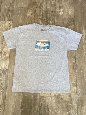 MAC MILLER Swimming Graphic T-Shirt Mens Large Grey Pool Merch